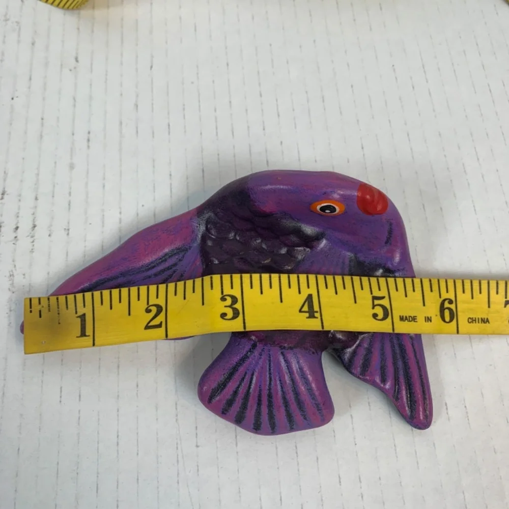 Vintage MCM Ceramic Purple Angel Fish Bath Wall Pocket Kitsch Small 4